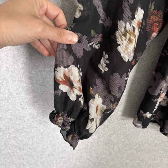 Vintage America Peasant Top Large Floral Textured Dark Moody Maximalist Boho - Picture 6 of 16